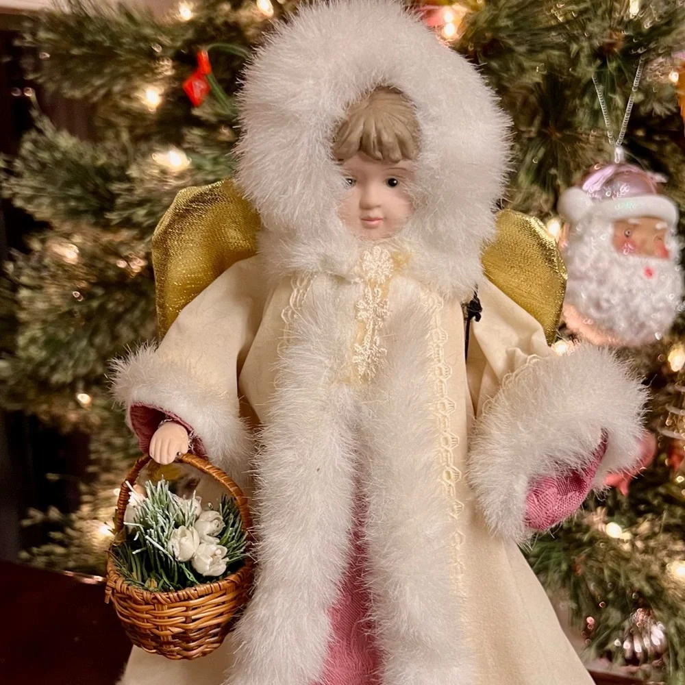 Yankee Candle vintage angel tree topper cream pink gold